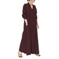 thumbnail image 3 of IDALL Maxi Dresses,Casual Dresses Women's Casual Button Down Cotton Linen Long Shirt Dress With Pockets Long Sleeve Dress,Long Dresses,Womens Dresses Red Dress XL, 3 of 5