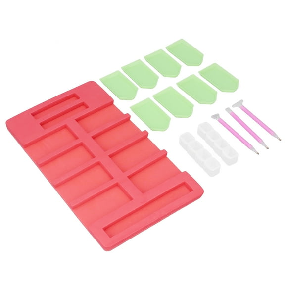 Bandeja de diamantes de imitación, bandeja de diamantes de imitación, bandeja de cuentas de plástico rojo, bandeja de cuentas para fabricación de joyas, características de vanguardia