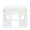 thumbnail image 4 of Harper & Bright Designs Full Size House Loft Bed with Window and Door, Solid Wood Playhouse Loft Bed Frame with Full Length Guardrail, White, 4 of 14