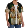 thumbnail image 2 of Fotbe Squirrels Eating Peanuts On The Tree Camisa Estampada de Manga Corta para Hombre, Casual de Verano, Estilo Playero, Sin Arrugas-Medium, 2 of 5