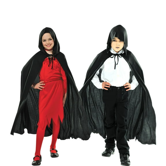 Child Hooded Black Cape Child Costume - One Size