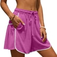 thumbnail image 4 of Qgtaibl Womens Drawstring Cotton Athletic Shorts Elastic High Waist Dolphin Shorts with Pockets Casual Loose Fit Lightweight Workout Shorts for Summer Running Training Gym Pink XXL, 4 of 7