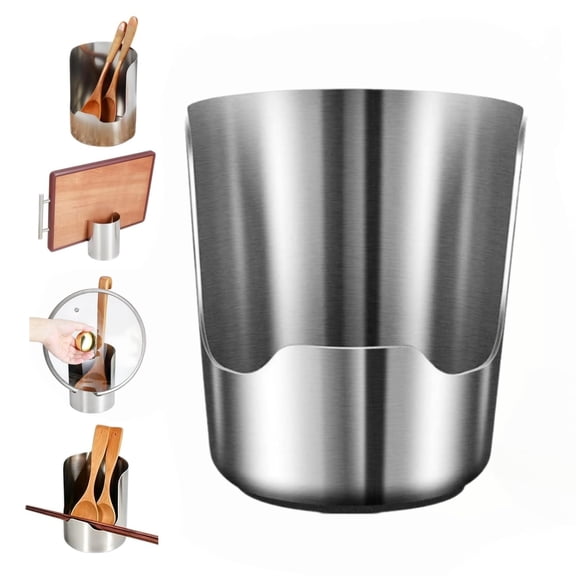 Stainless Steel Utensil Holder, 2 In 1 Pot Lid Rack and Spoon Rest, Space-Saving Rust Resistant Stand for Kitchen Countertop