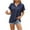 Navy, variant on Brglopf Womens Short Sleeve Hoodies Loose Fit Blouse Casual Drawstring V Neck Button Hoodie Summer Solid Color Basic Tops