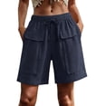 thumbnail image 2 of Summer Shorts for Women with Pockets 100% Cotton Casual Fashionable Cargo Five Quarter Shorts, 2 of 7