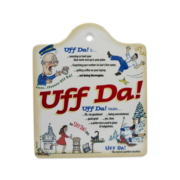 Cork Backed Ceramic Multicolor Cheeseboard: Uff Da