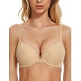 thumbnail image 4 of Deyllo Women's Lace Push Up Bra Padded Add Cup Plunge Underwired Support T-shirt Bras, Nude 34D, 4 of 11