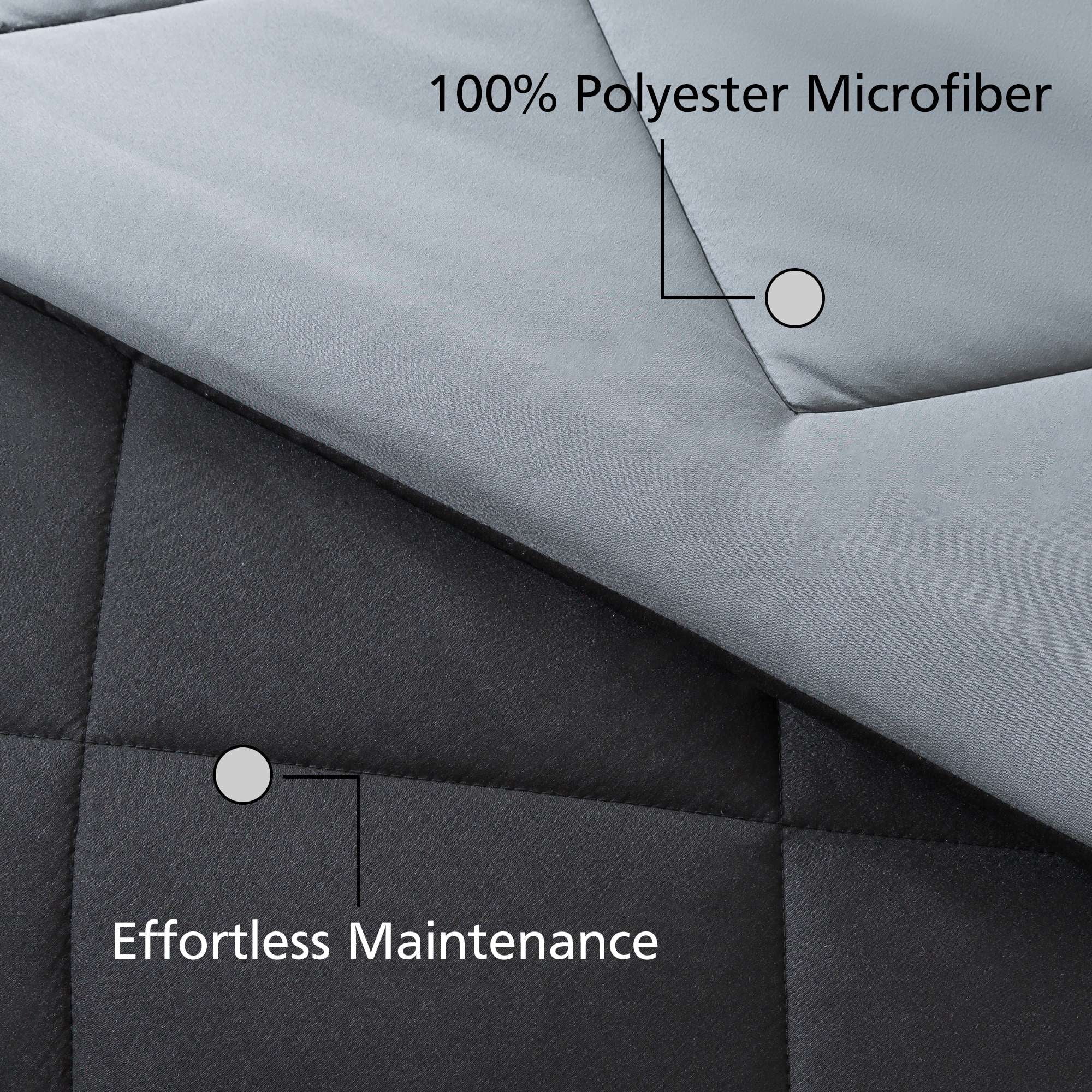 Mainstays Reversible Microfiber Comforter, Black, Full/Queen
