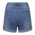 thumbnail image 4 of Womens Jean Shorts Casual Summer High Waisted Stretchy Zimbaplatinum Raw Hem Denim Shorts with Pockets Clearance Sales, 4 of 8