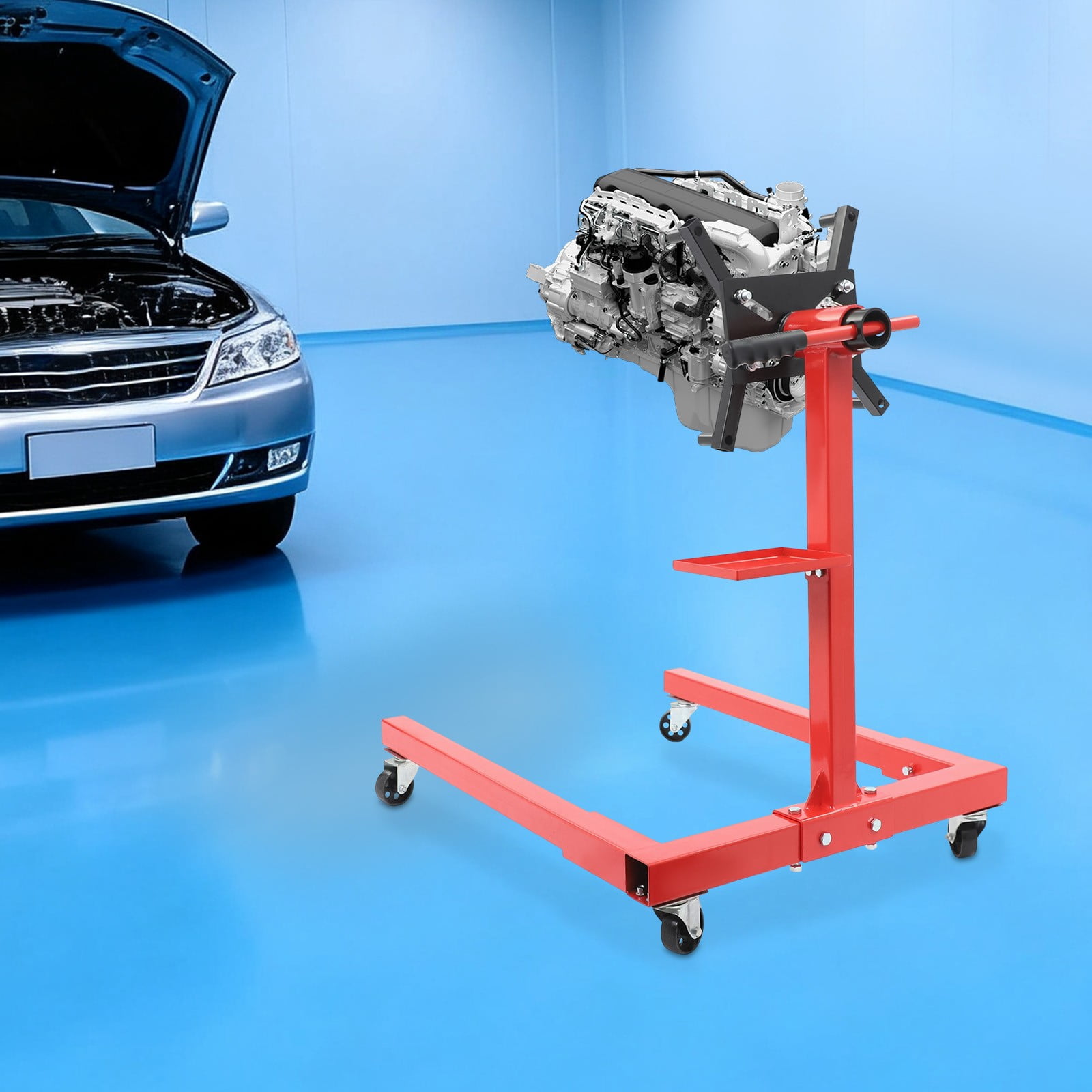 2000 LBS Modern Red Folding Engine Stand Vehicle Engine Block Stand 360 Degree Head 39.17*27.75*37.8in