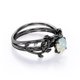 thumbnail image 2 of JeenMata Ópalo Etíope Redondo de 1 Quilate y Moissanita - Engaste de 4 Puntas - Juego de Boda de Inspiración Botánica - Baño de Oro Negro de 18 K sobre Plata, 2 of 6