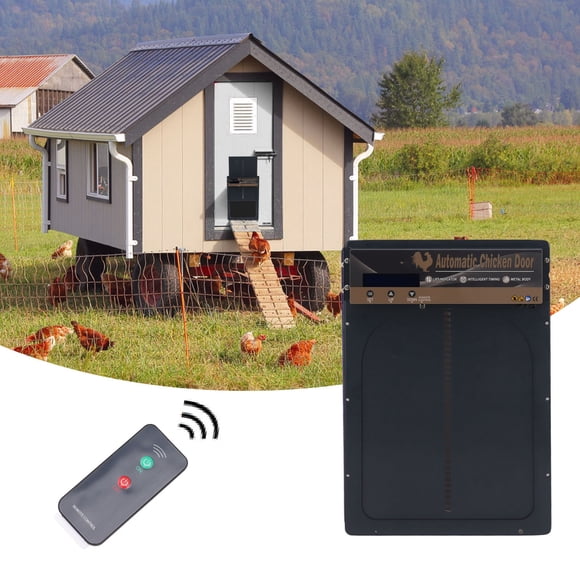 Puerta Automática Para Pollos Con Control Remoto, Puerta Para Gallinero Con Sensor De Luz, Temporizador, Puerta De Aluminio Para Aves De Corral Para Pollos, Patos,