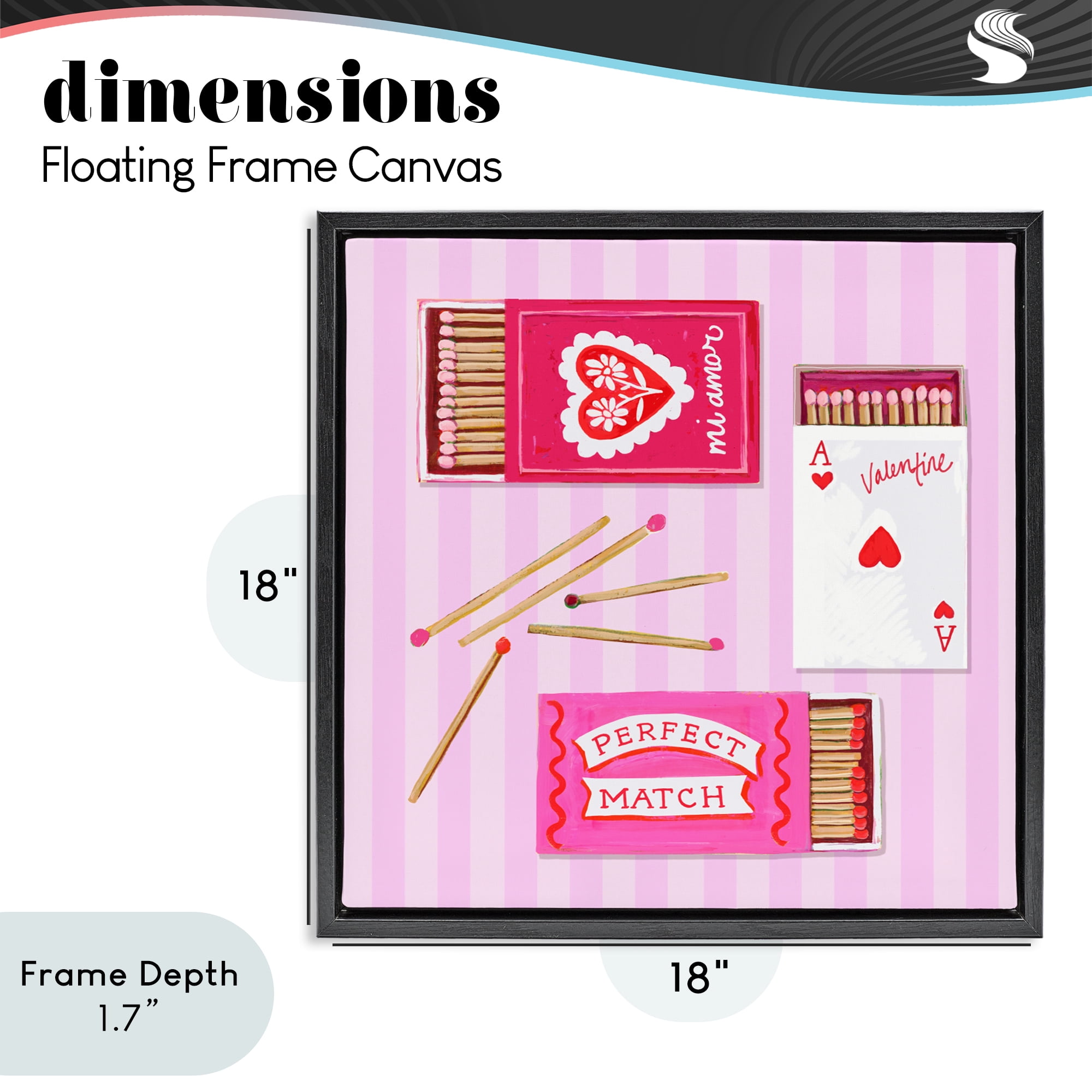 Stupell Industries Romantic Valentine's Matchboxes Black Framed Floater Canvas Wall Art, design by Rachael Reese