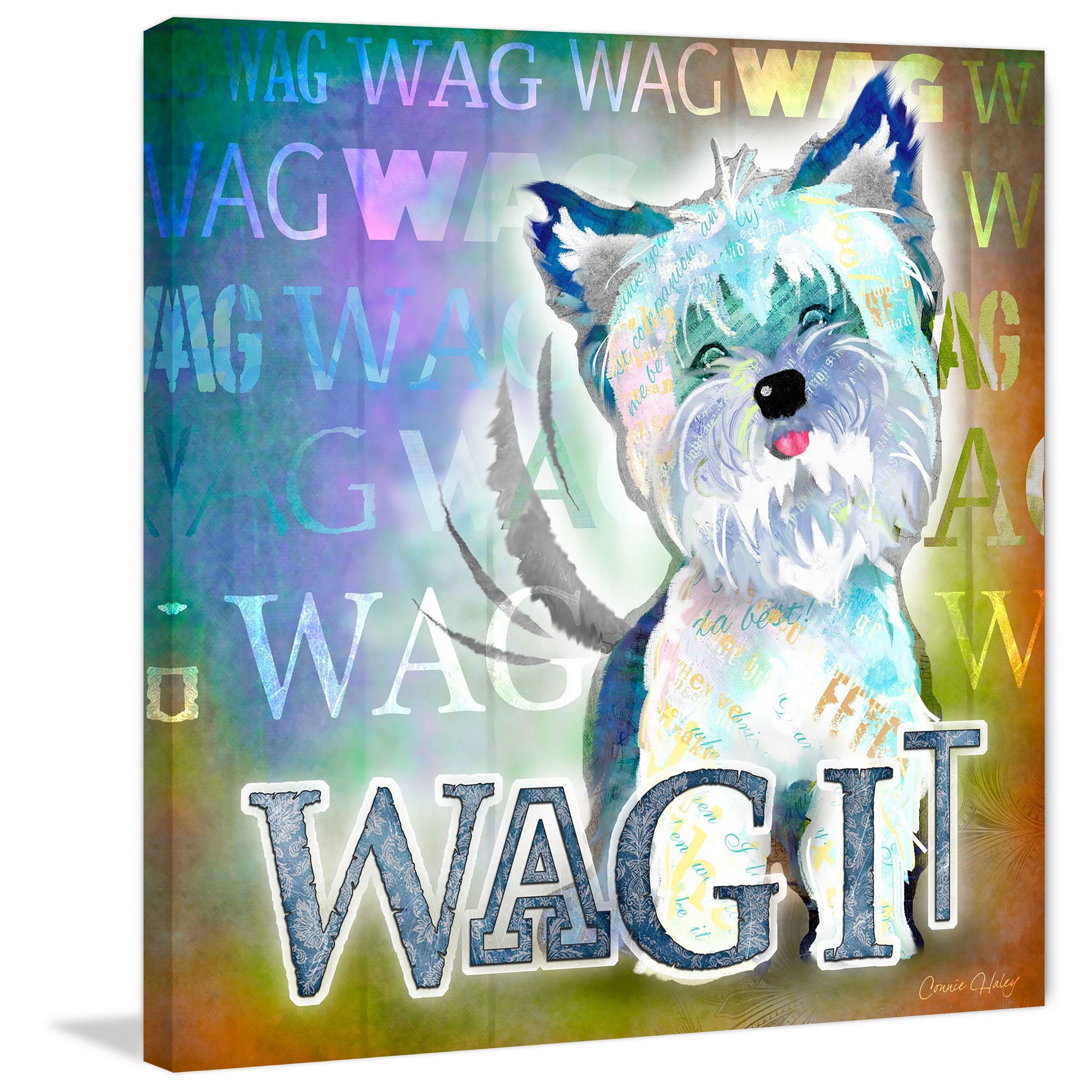 "Wag It" Painting Print on Wrapped Canvas