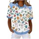 thumbnail image 1 of Camiseta de Solapa de Cuello Redondo de la Impresión Casual de Pascua No Posicionamiento, Tops de Cuello Redondo para las Mujeres Suaves Transpirables, 1 of 6