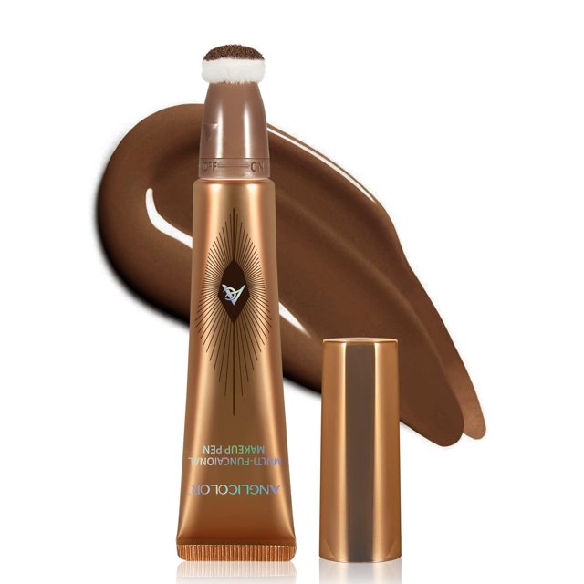 Barra de contorno con aplicador acolchado, varita de contorno bronceador en crema de larga duración, bronceador líquido de contorno suave y ligero (02 n.° claro/medio)