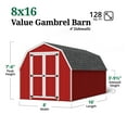 thumbnail image 4 of Little Cottage Co. 8x16 Value Gambrel Barn with 4 ft. Sidewalls, Outdoor Wood Storage Shed Do-It-Yourself Precut Kit, 4 of 13