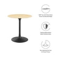 thumbnail image 4 of Modway Lippa Round 28" Wood Grain Mid-Century Modern Dining Table in Black Natural, 4 of 7