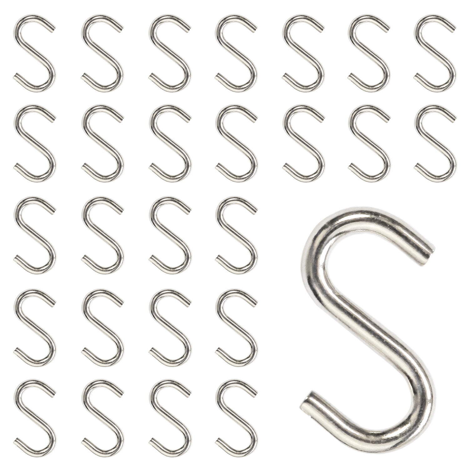 25 Pack S-Shaped Wire Hooks Heavy Duty Strong White for Shower Curtain Hanging 