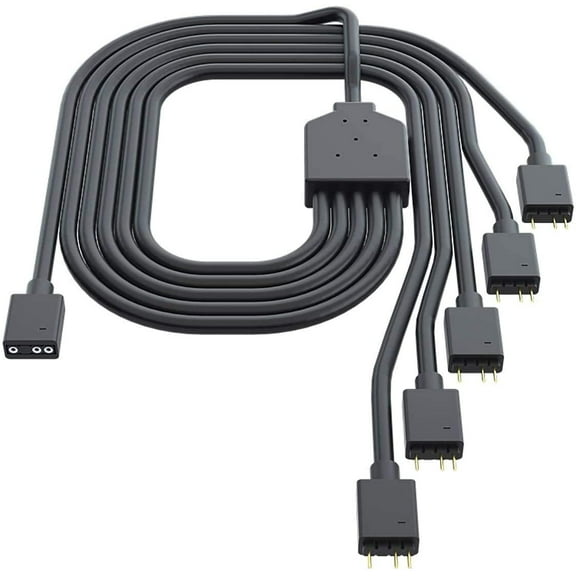1 To 5 ARGB Extension Cable, 1 To 5 ARGB Splitter Cabie, Suitable for 3-pin ARGB Synchronization on The Chassis Fan, Used for Com