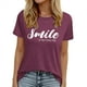 thumbnail image 1 of Camiseta informal de manga corta con cuello en V y estampado para mujer - Poliéster y spandex, transpirable, diseño floral - Top de moda para verano/otoño, 1 of 6