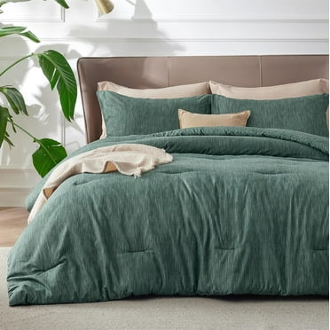 King Size Comforter Set - Emerald Green King Comforter Set, Soft Bedding for All Seasons, Cationic Dyed Bedding Set, 3 Pieces, 1 Comforter (104"x90") and 2 Pillow Shams (20"x36" 2")