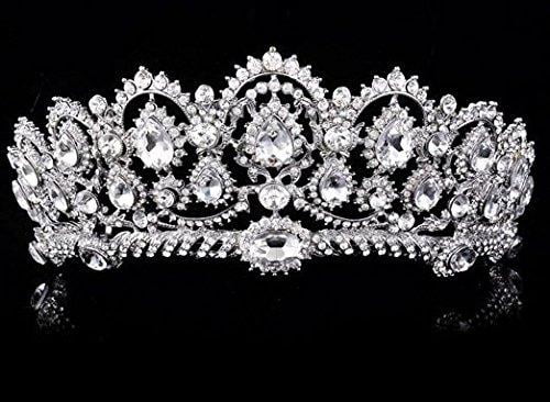 Gold Crown Tiara Wedding Prom Queen Quinceanera Pageant Princess Rhinestone
