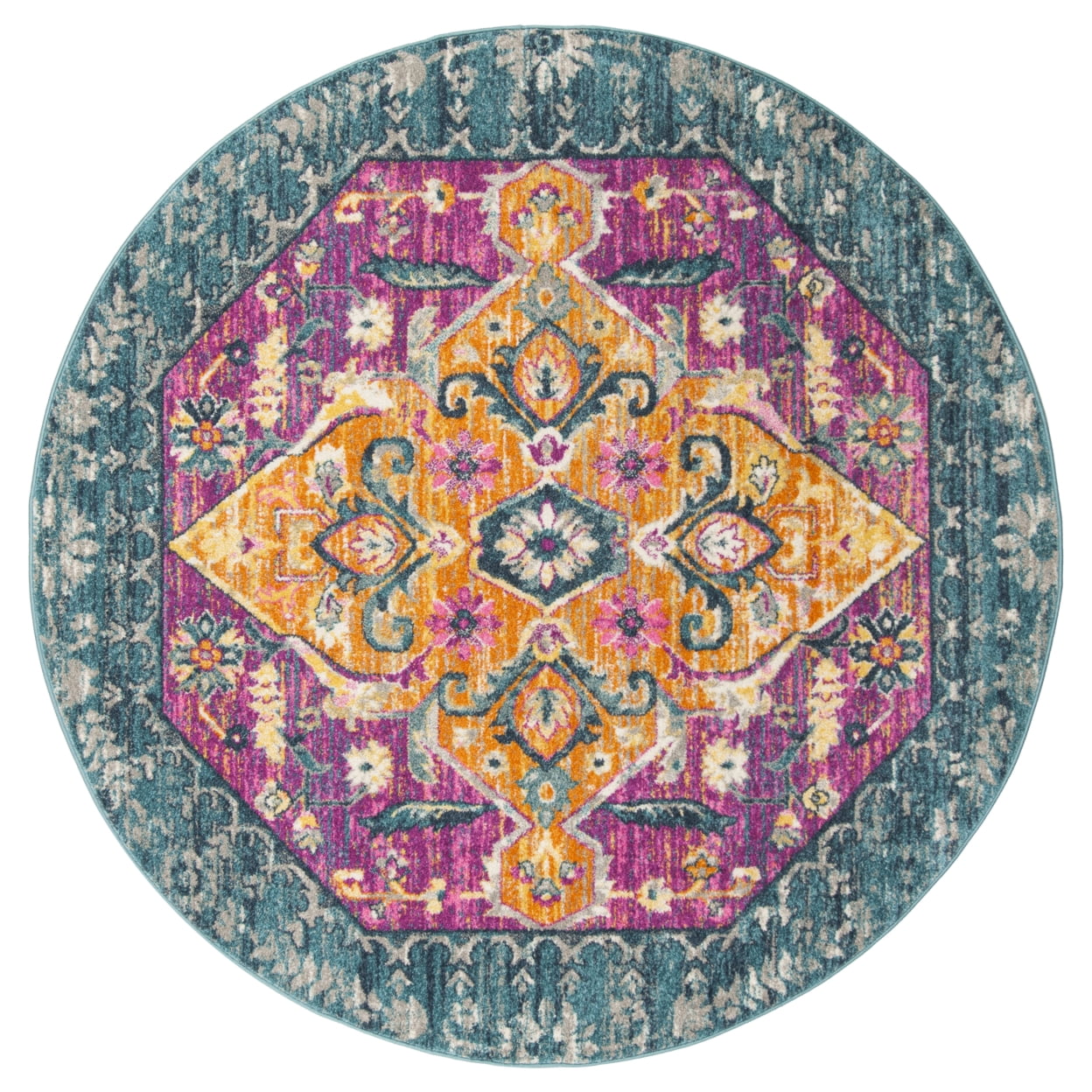 SAFAVIEH Madison Karissa Floral Area Rug, Blue/Fuchsia, 9' x 12'