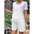 thumbnail image 4 of Women'S Summer Casual Bib Short Overalls Loose Linen Jumpsuit Beach Outfits Travel Vacation Clothes White L, 4 of 7