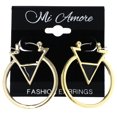 thumbnail image 2 of Gold-Tone & Black Colored Metal Hoop-Earrings #MQE064, 2 of 2