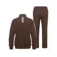 thumbnail image 3 of Women's 2Pc Full Zip Tracksuit, 4 Way Stretch with Reflective Stripes & Zipper Pockets for Golf Running Gym Dark Brown M, 3 of 8