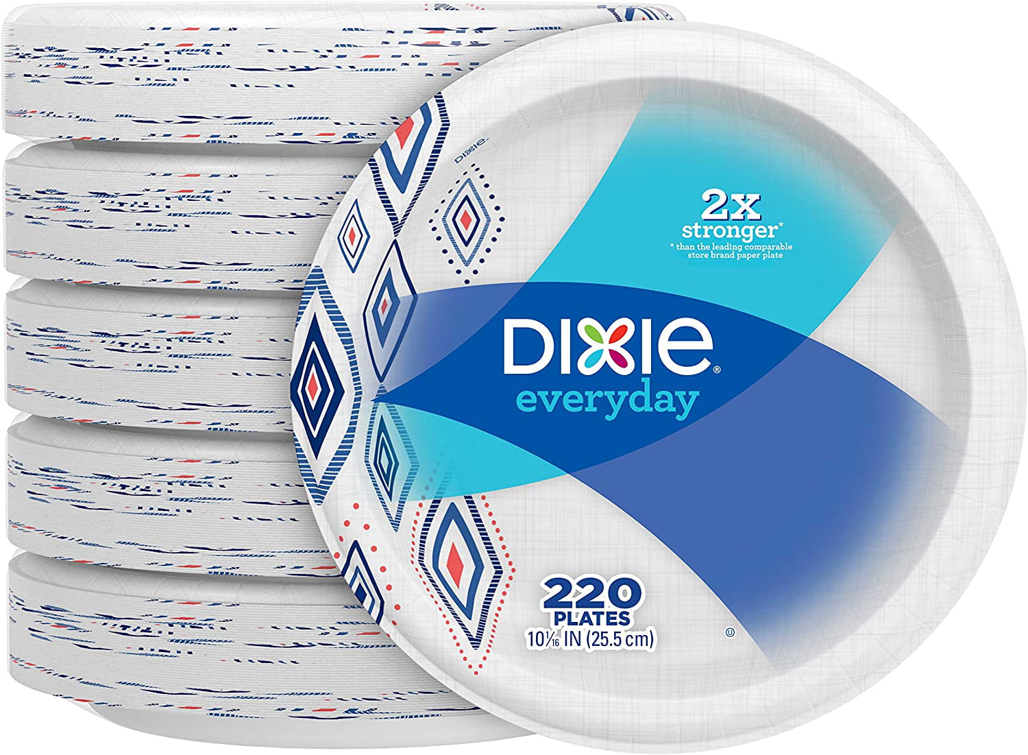 5 Packs of 44 Plates Pack/220 Count Everyday Paper Plates,10 1/16inch Dinner Size Printed Disposable Plate ! 0 1 220 Count