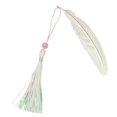 thumbnail image 2 of sunsanly Chinese Style Bookmark Feather Shape Metal Electroplated Bookmark with Tassel Decorative Book Mark Student Supplies, 2 of 8