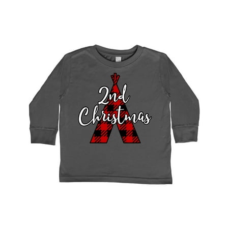 

Inktastic 2nd Christmas Buffalo Plaid Gift Toddler Boy or Toddler Girl Long Sleeve T-Shirt