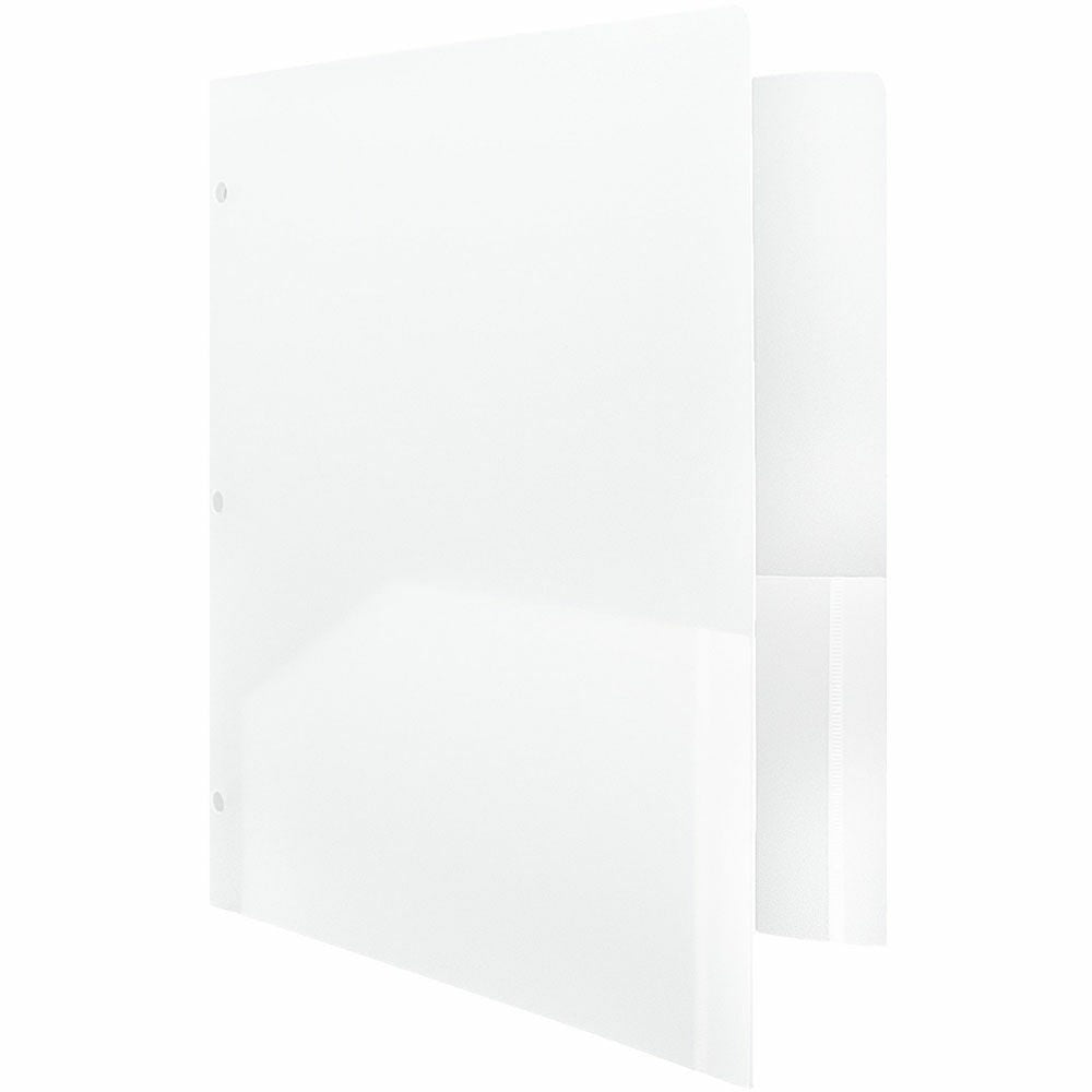 JAM Paper Heavy Duty Plastic 3 Hole Punch Pocket Folders, Extra Tough, Clear, Bulk 48/Pack