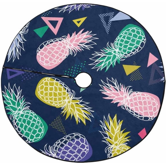 FMSHPON Pineapple Colors Xmas Christmas Tree Skirt Stand Mat for Holiday Party Decoration Indoor Outdoor 36 inches