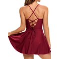 thumbnail image 2 of Traje de baño de una Pieza con Nudo en la Parte Delantera y Espalda Hueca con Cordones para Mujer Vino Rojo - a M Vino Rojo - a M Xishao ropa, 2 of 2