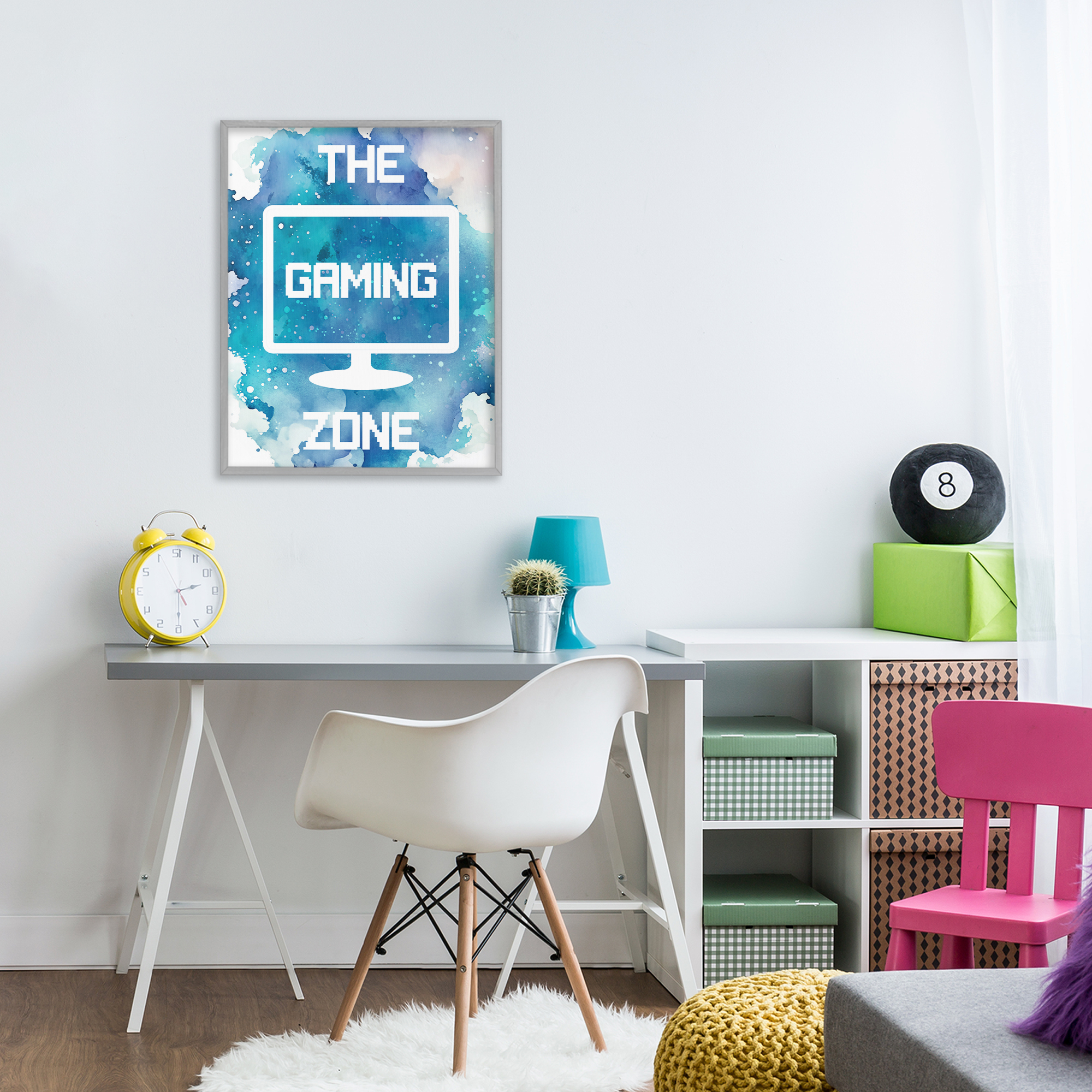 Gaming Zone Moniter Gray Framed Giclee Art, design by Marcus Prime