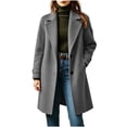 thumbnail image 5 of Wovilon Women's Tweed Coat Notch Lapel Button Down Mid-Length Wool Blend Overcoat Top 8 Colors Fall Winter, 5 of 8