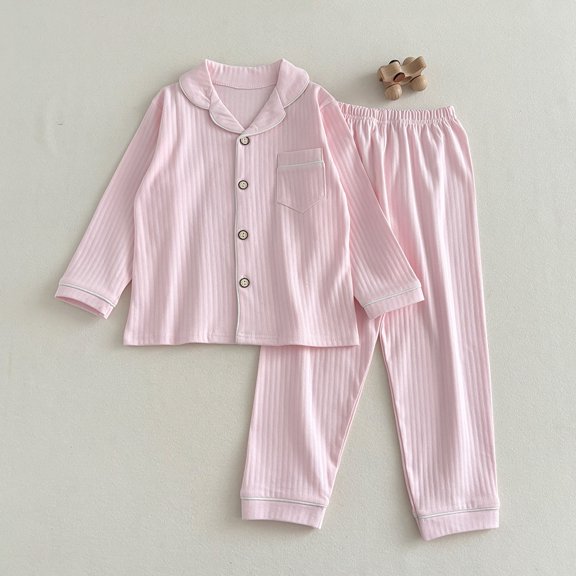 MEZZALL Soft Girls Winter Sleepwear Lapel Long Sleeve Tops Shirts And Pants Pajamas Sets Cozy Loungewear For Kids Home Night With Open Front Cardigan Comfort Nightwear