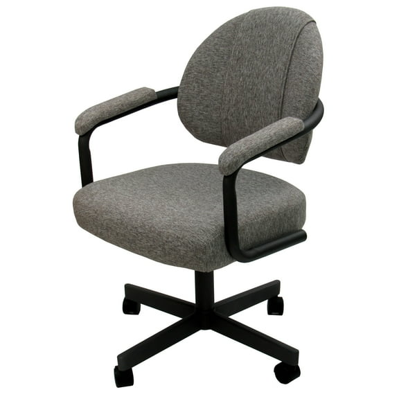 Tobias Designs Fabric Swivel Tilt Dining Arm Chair in Mojave Gray on Black