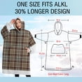 thumbnail image 4 of Oversized Wearable Blanket Hoodie,Brown Beige Plaid Checkered Pattern Sherpa Blanket Hoodie with Super Pockets,Super Warm Fuzzy Pullover for Women & Men, 4 of 6