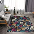 thumbnail image 2 of DouZhe Vintage Skull Snake Flower Pattern Area Rugs Non-Slip Machine Washable Floor Mat, Style Carpet Doormat, 63x48 inches, 2 of 6