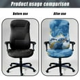 thumbnail image 4 of FKELYI Office Chair Cover Anti-Dust Swivel Chair Slipcover Washable Computer Chair Protector for Home Office Blue Marble Texture Turtle Print Decoration, Large, 4 of 6