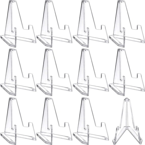 12 Packs Mini Clear Acrylic Easel Stands Coin Display Easel