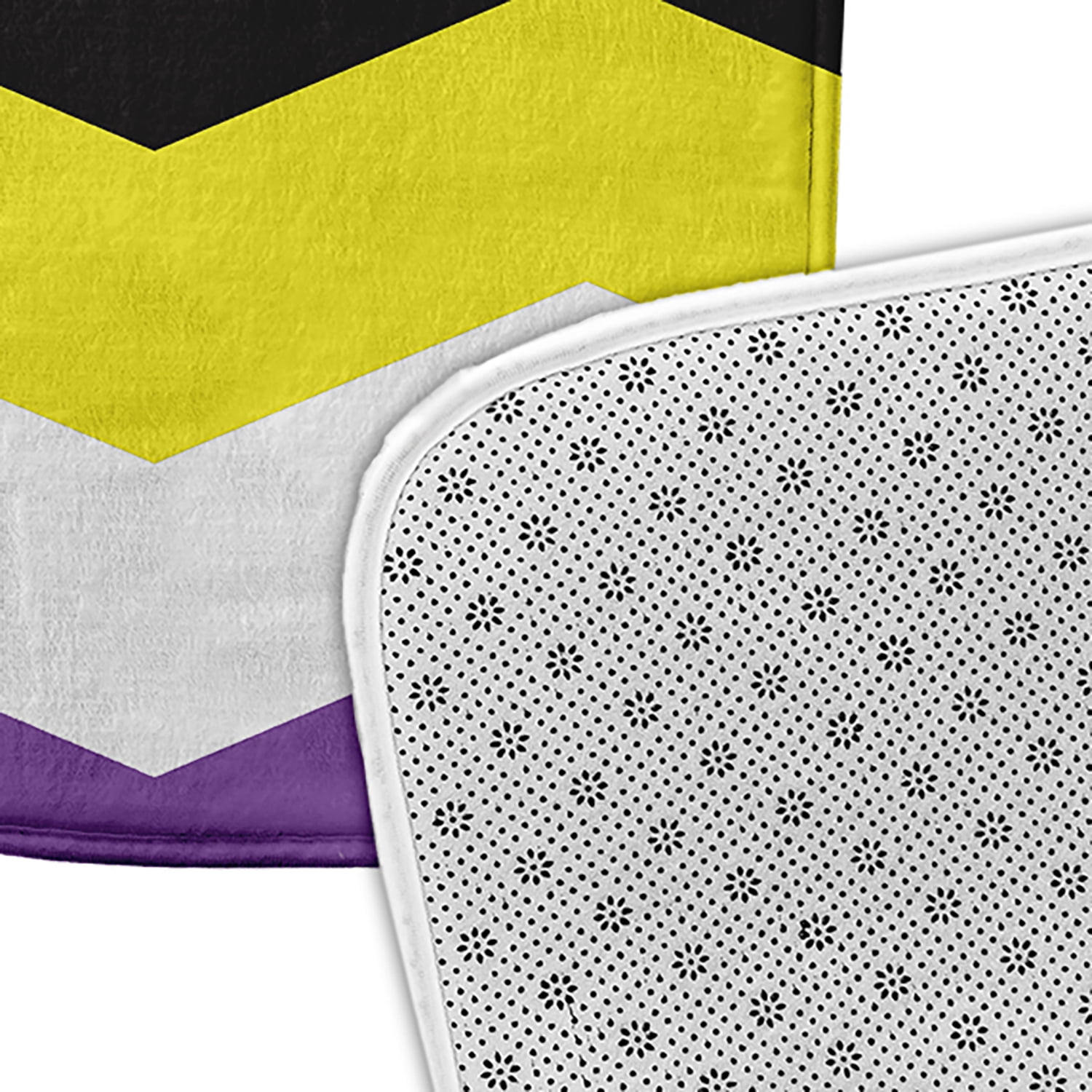 Simply Daisy 34" x 21" Plush Microfiber Yellow/White/Purple Non-Binary Chevron Bath Mat