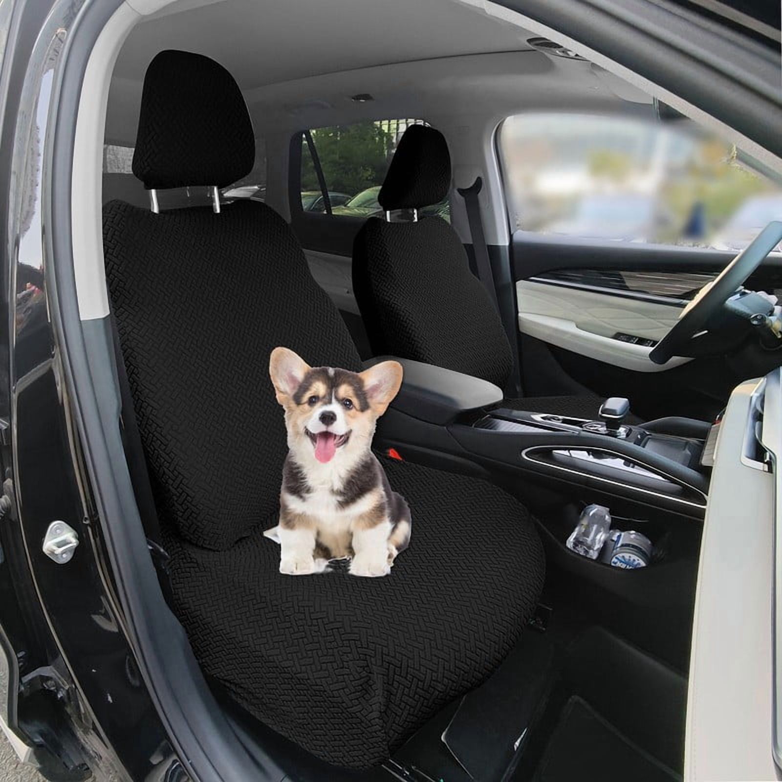 (Pack of 2) All-inclusive Car Front Seat Covers, Universal Auto Front Seats Protector Fits for Car, SUV, Truck, Black
