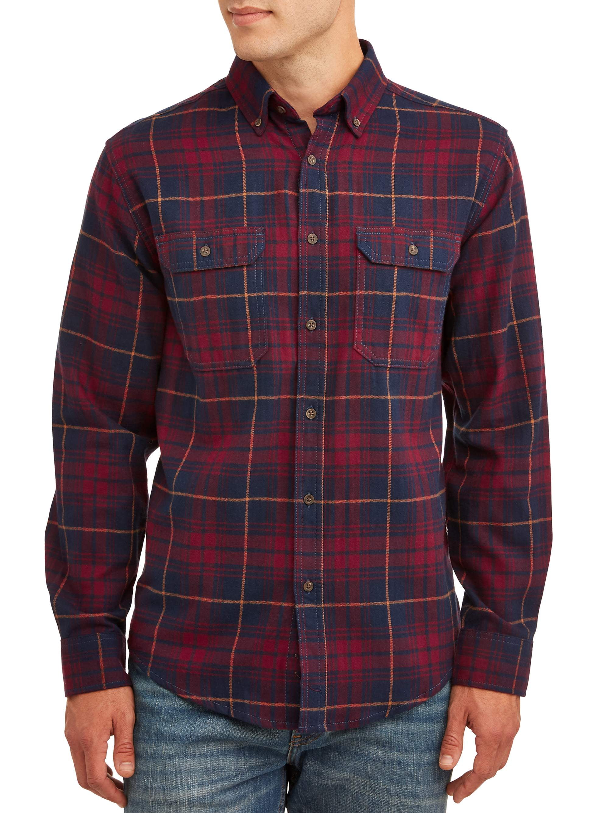 George Men's and Big Men's Long Sleeve Super Soft Flannel Shirt, up to ...