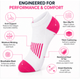 thumbnail image 3 of Athletic Ankle Socks for Men & Women 10 Pairs, Lightweight Breathable Socks with Flexible Fit for Training, Walking and Everyday Wear, White/LightRed, Shoe Size 6-9, 3 of 5