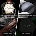 thumbnail image 6 of OLEVS Mens Watches,Brown Leather Watch for Men,Gold Plated Case Analog Quartz Fashion Business Dress Watch Luminous Waterproof Casual Male Wrist Watches Reloj para Hombre, 6 of 11